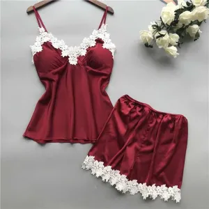 طقم ملابس نوم من الدانتيل الأوروب Wholesale European and American lace pajamas