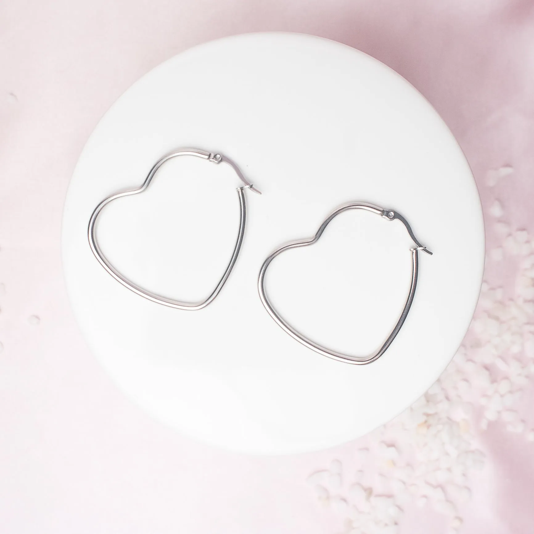 40mm Heart Hoops in Stainless Steel