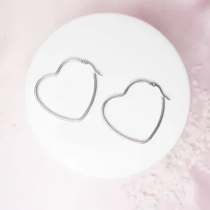 40mm Heart Hoops in Stainless Steel