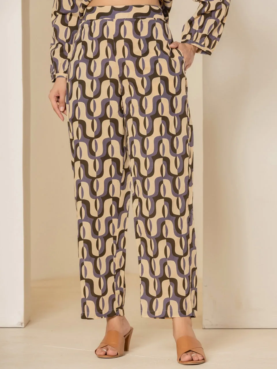 Abstract Caramel Plum Dream Co-Ord Set