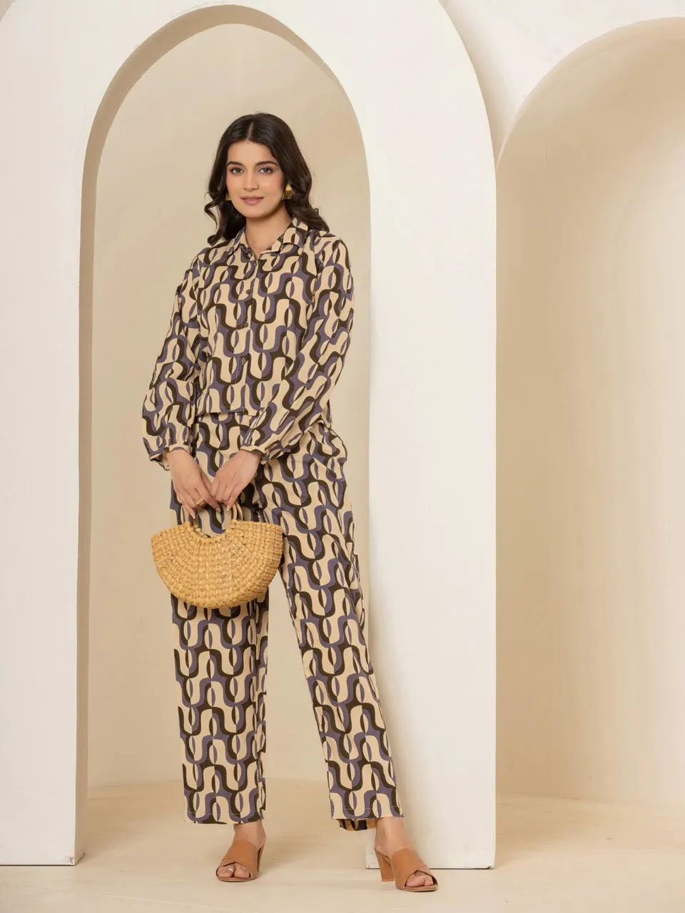 Abstract Caramel Plum Dream Co-Ord Set