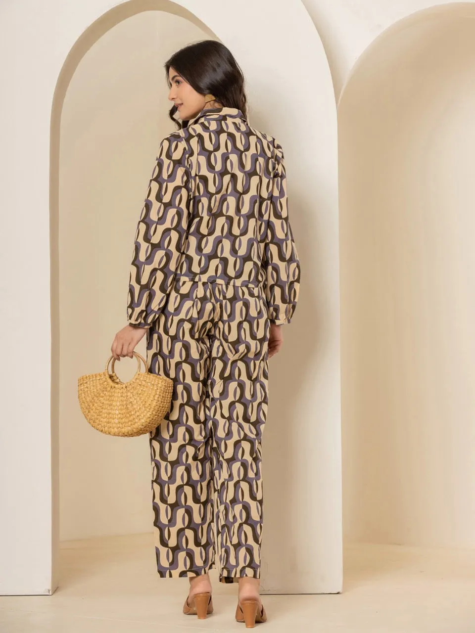 Abstract Caramel Plum Dream Co-Ord Set