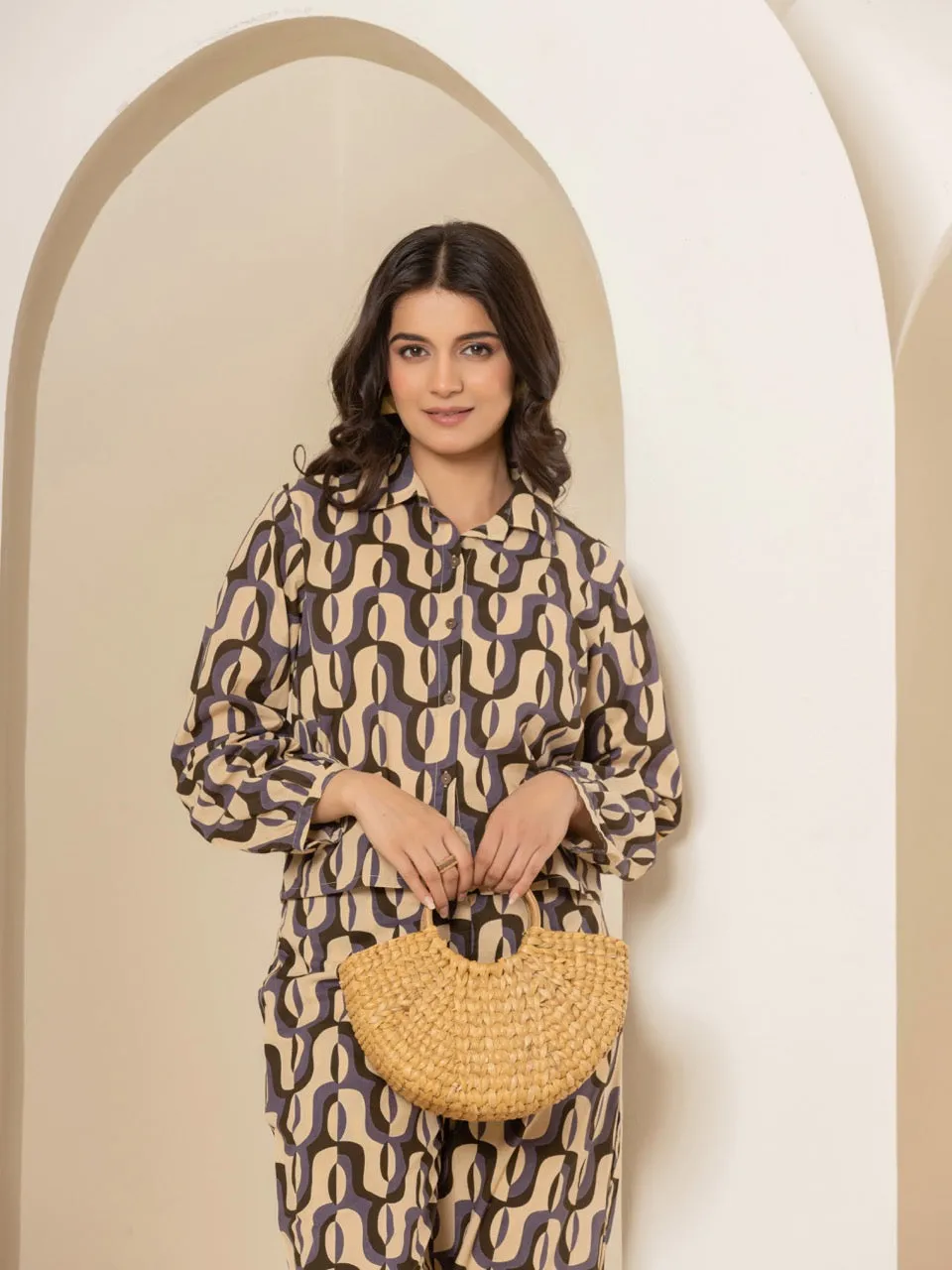Abstract Caramel Plum Dream Co-Ord Set