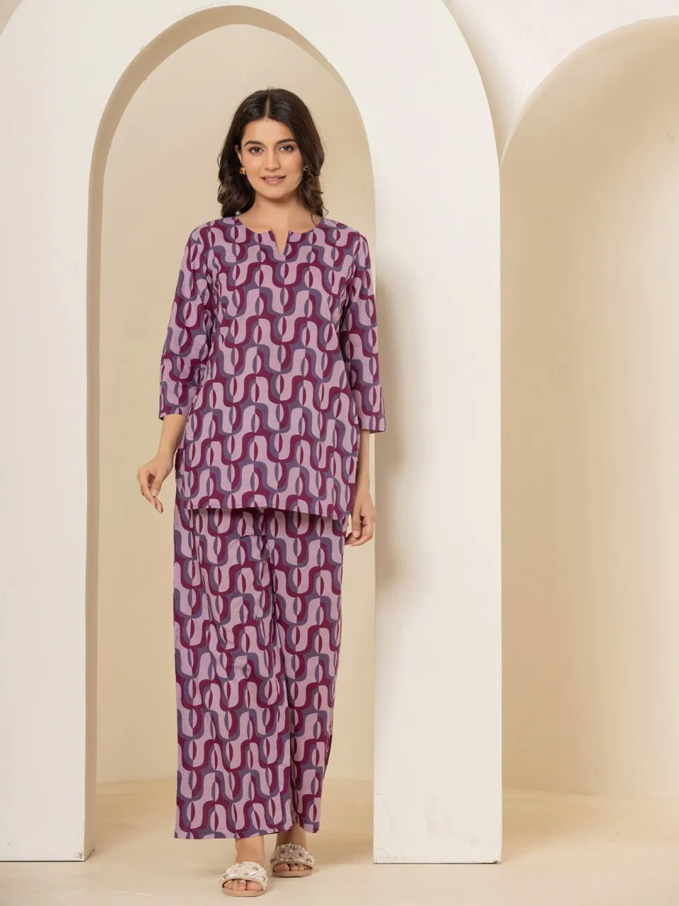 Abstract Violet Mist Lounge Wear