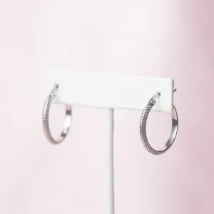 Alexis Textured Hoop in Silver