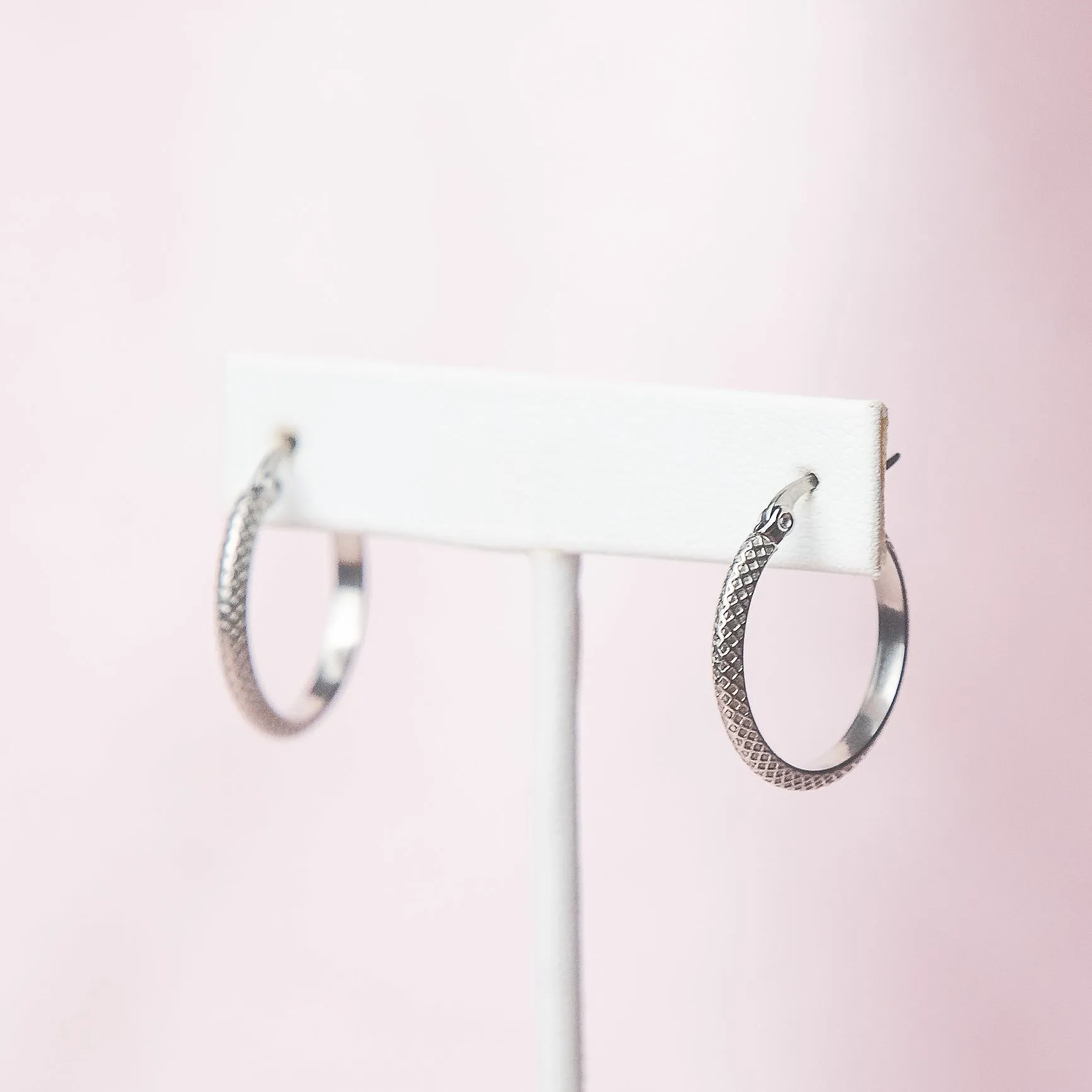 Alexis Textured Hoop in Silver