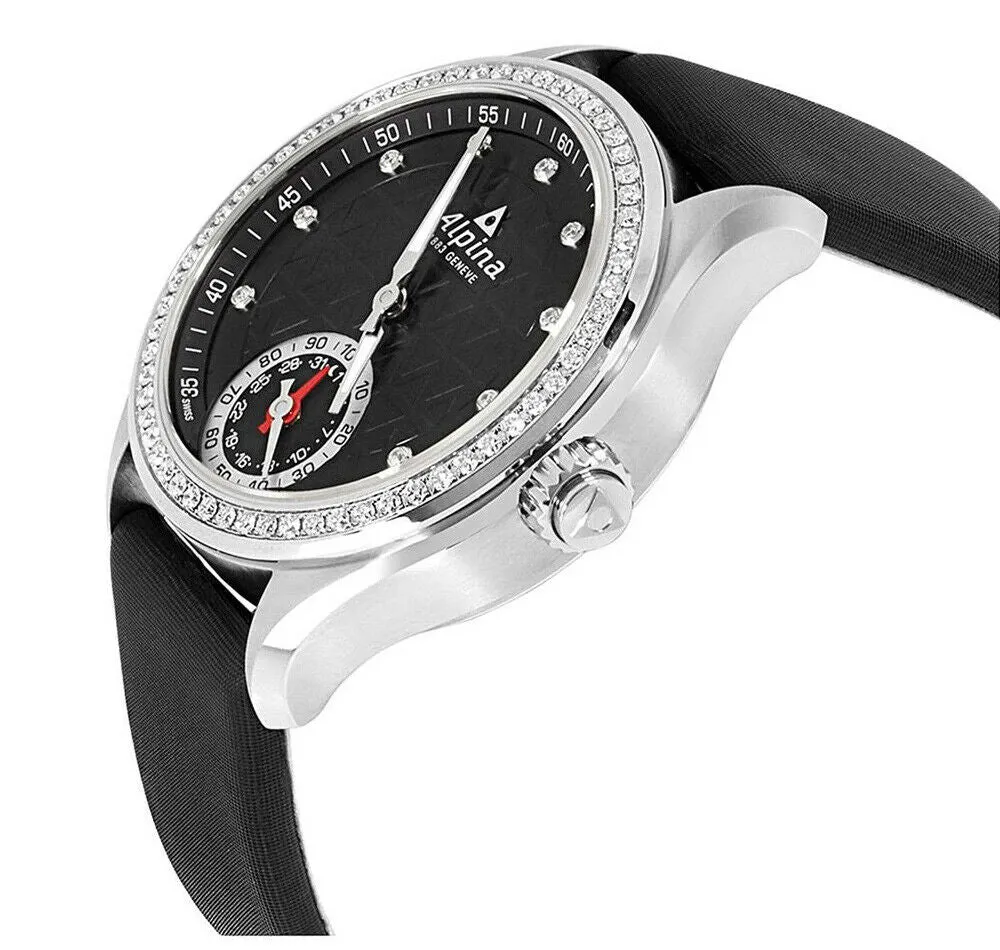Alpina Horological Smartwatch Diamond Womens Calendar Quartz Satin Strap AL-285BTD3CD6