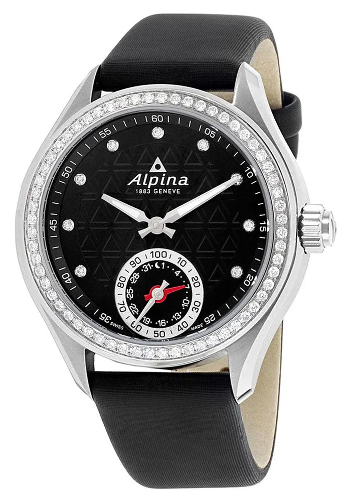 Alpina Horological Smartwatch Diamond Womens Calendar Quartz Satin Strap AL-285BTD3CD6