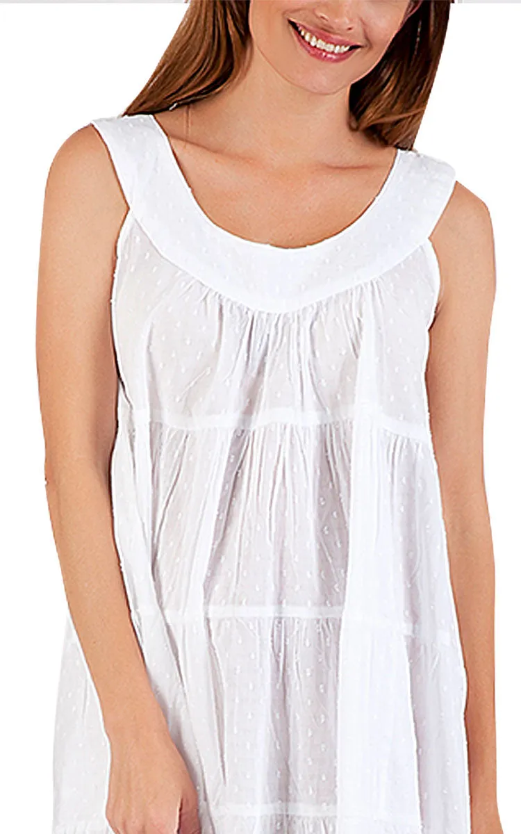 Arabella Chelsea Cotton Nightgown/Day Dress Tiered in White Hail Spot MD-764
