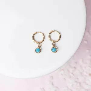 Aubrey Turquoise Stone Charm Huggie Earrings