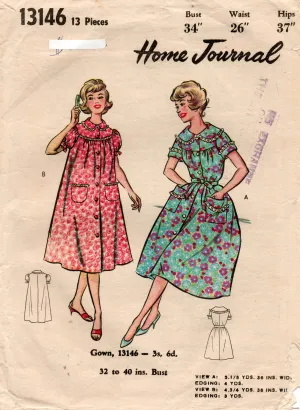 Australian Home Journal 13146 Womens Retro Nightgowns 1960s Vintage Sewing Pattern Bust 34 inches