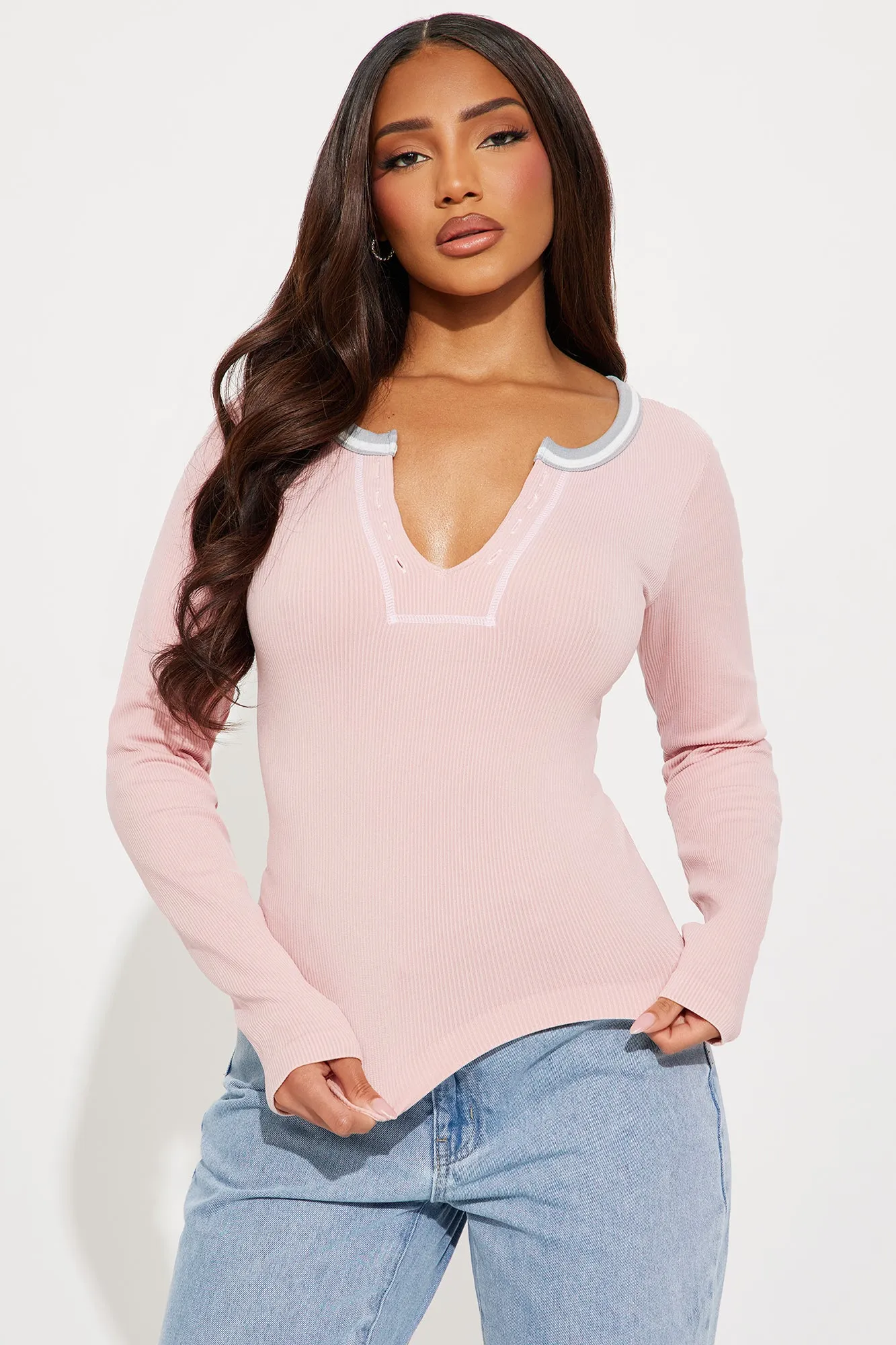 Ava Seamless Henley - Mauve