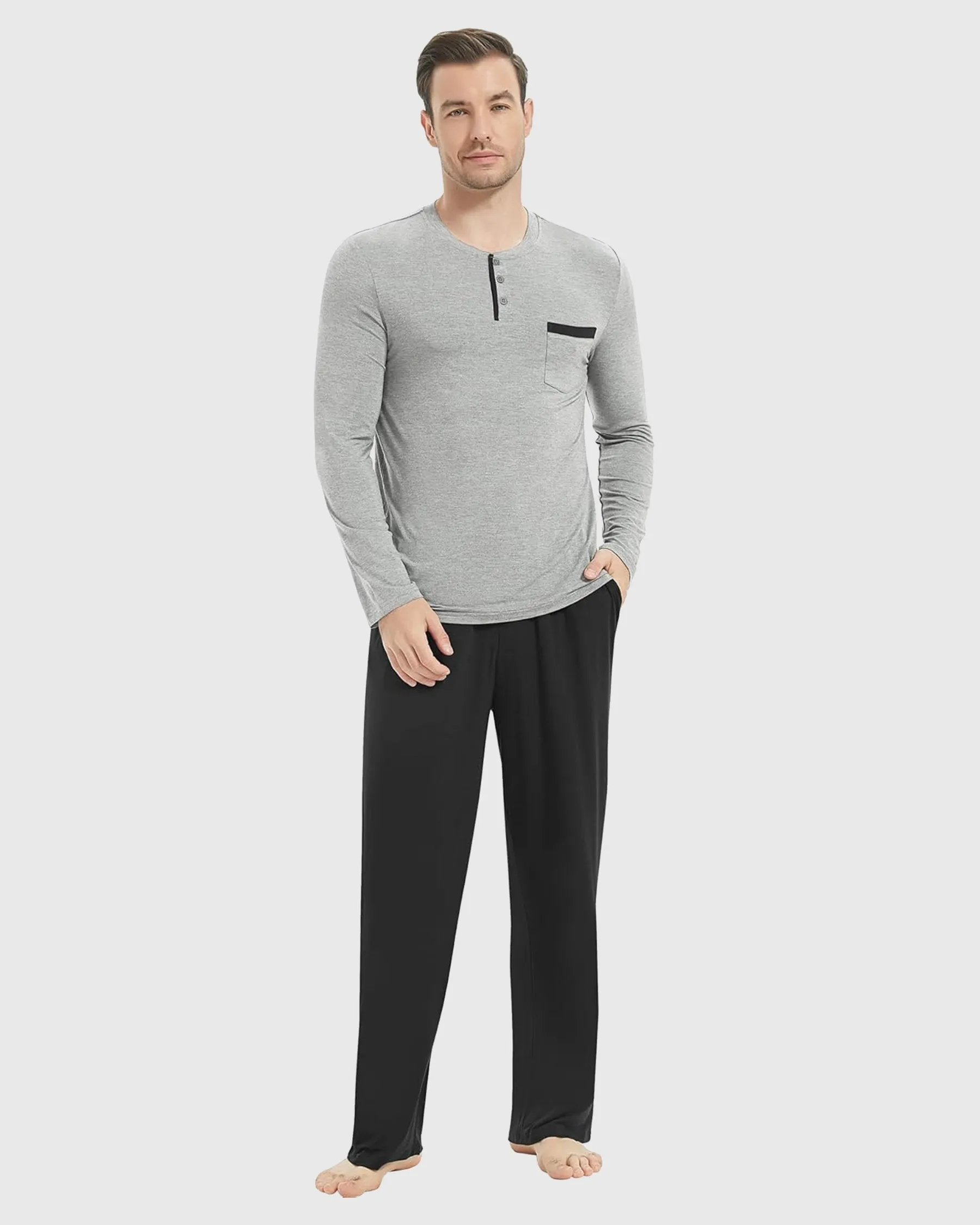 Bamboo Henley Long Sleeve Pajama Set