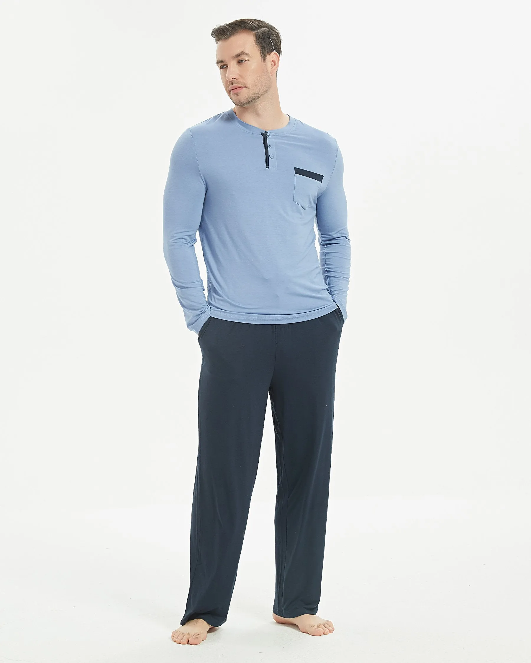 Bamboo Henley Long Sleeve Pajama Set