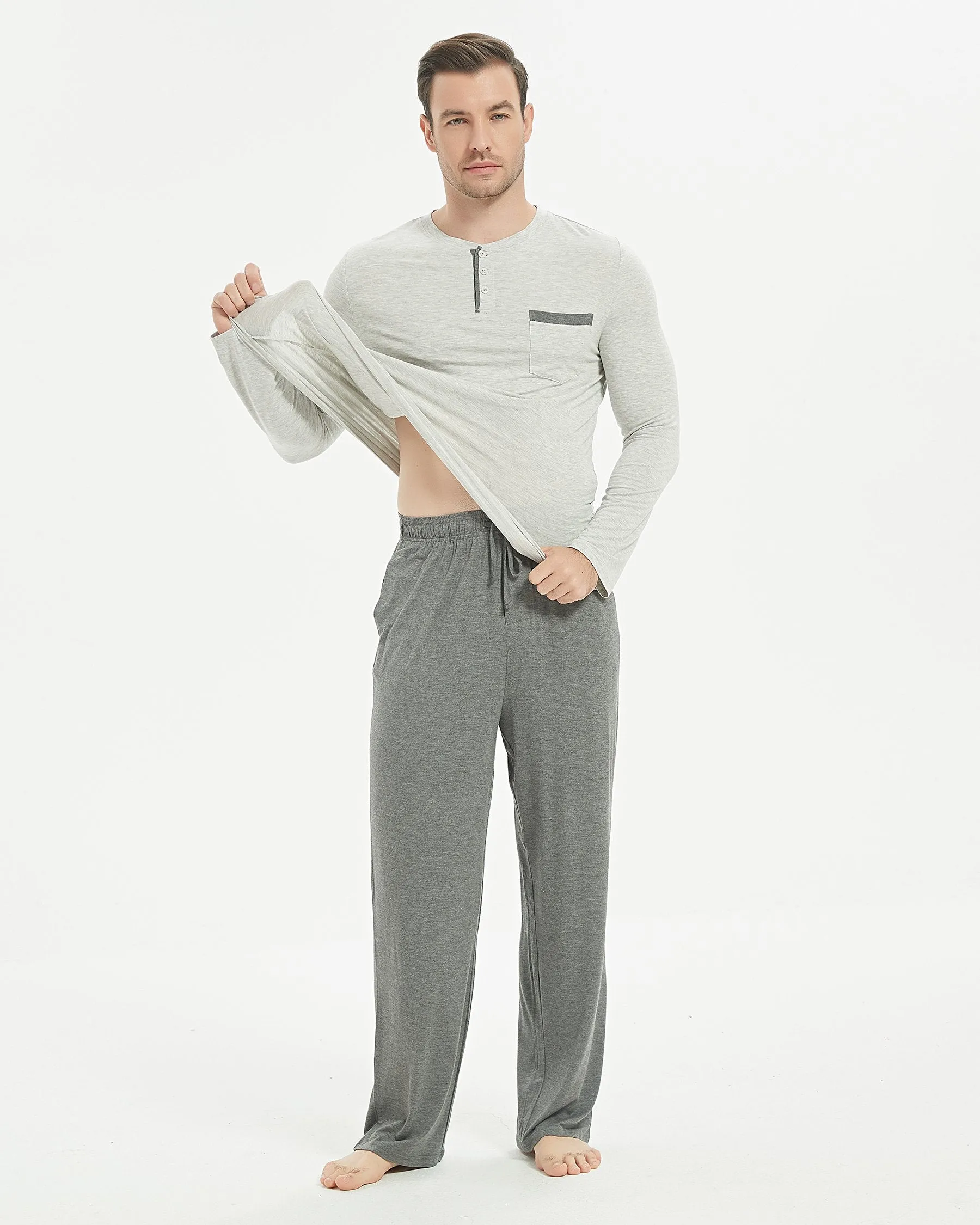 Bamboo Henley Long Sleeve Pajama Set
