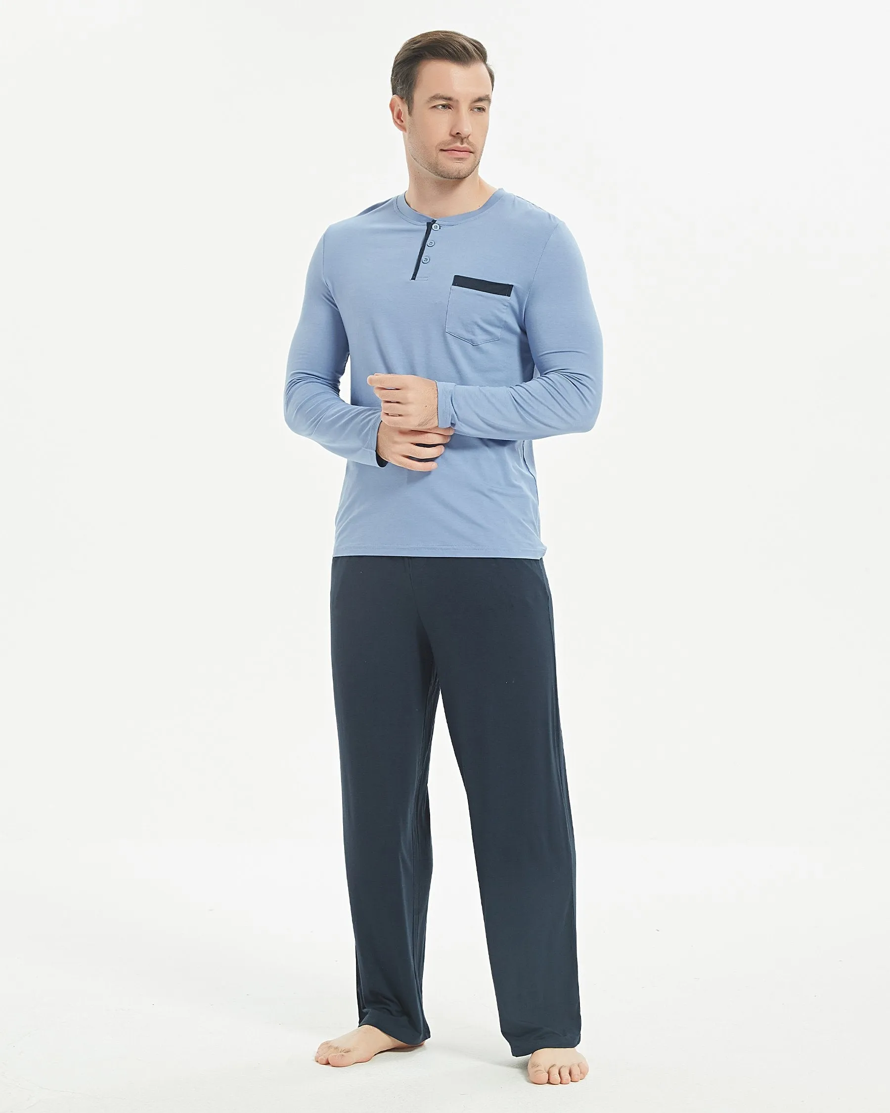 Bamboo Henley Long Sleeve Pajama Set