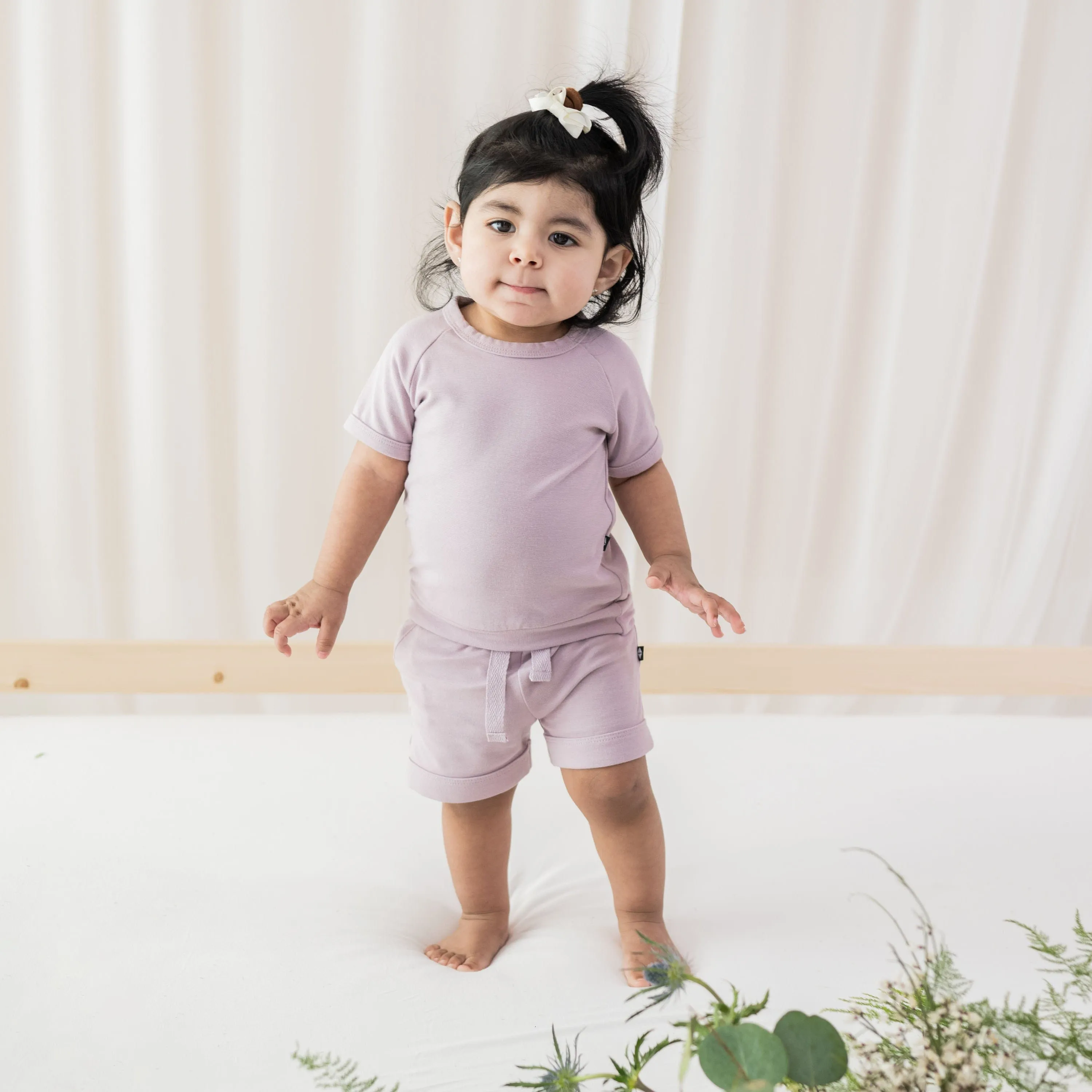 Bamboo Jersey Short Sleeve Jogger Set in Wisteria