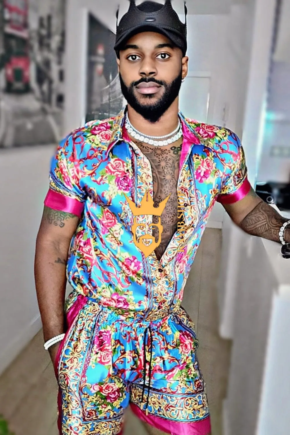 Barocco Print Silk Set - Elevate Your Style with Pure Luxury - Personalized Sizing Available