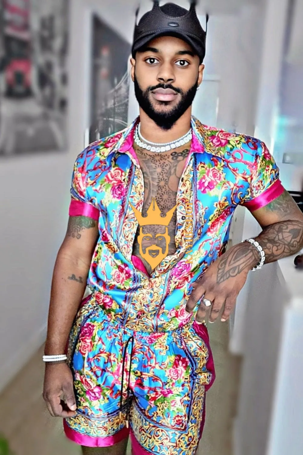 Barocco Print Silk Set - Elevate Your Style with Pure Luxury - Personalized Sizing Available