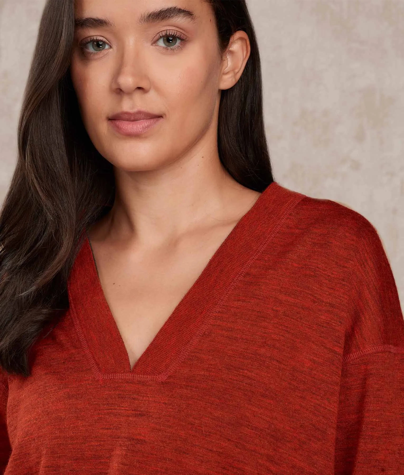 Basic Vee Neck Alpaca-Cotton Sweater