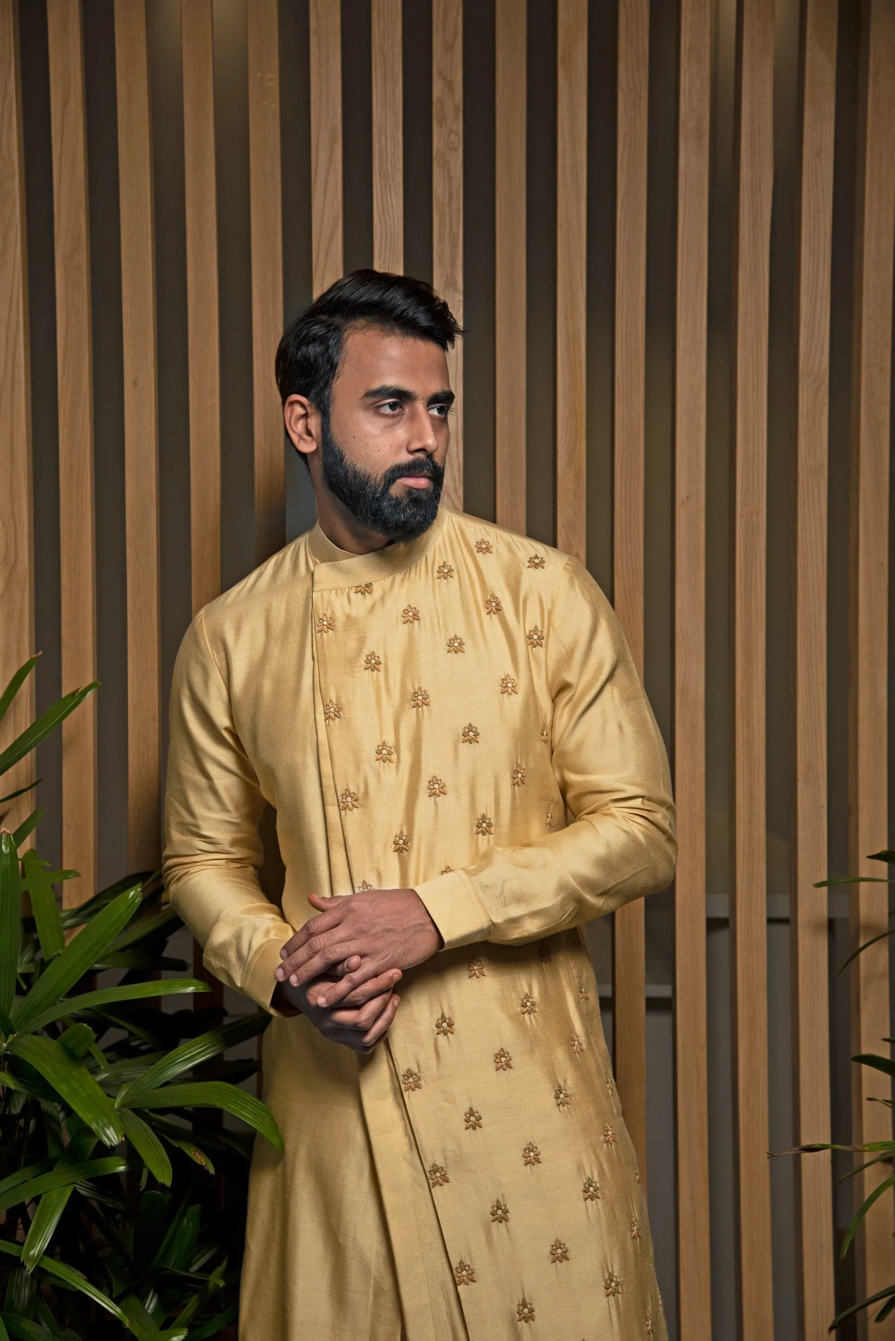 Beige Asymmetric Kurta Set