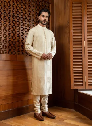 Beige Pintuck Kurta Set