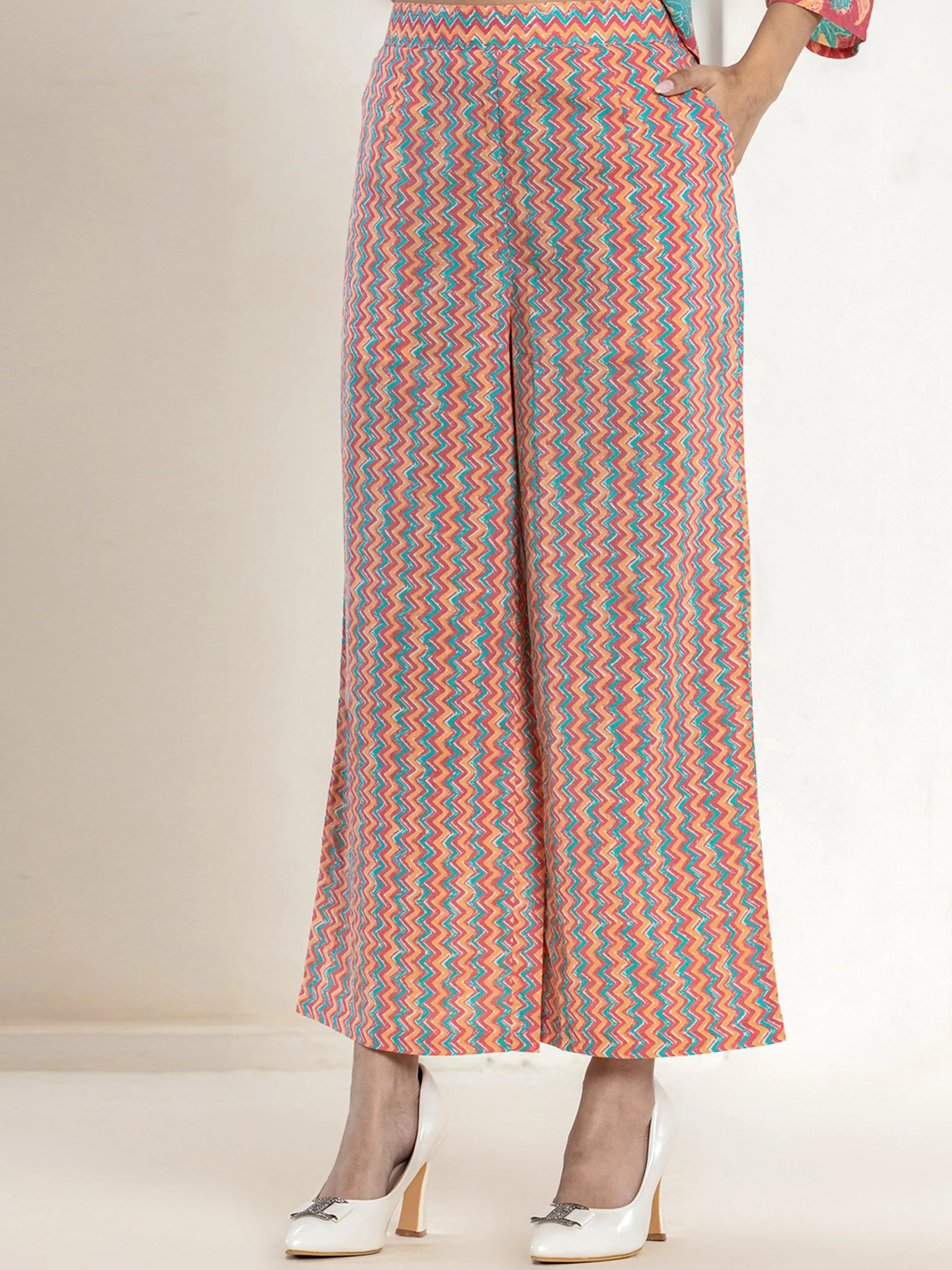 Belt style Coral Mesh Pure Cotton Hand Printed Loungewear
