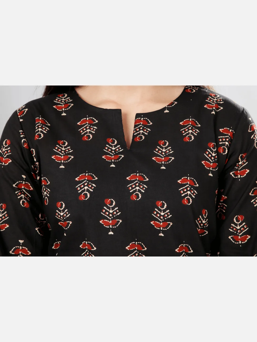 Black Hand Block Pure Cotton Lounge Wear