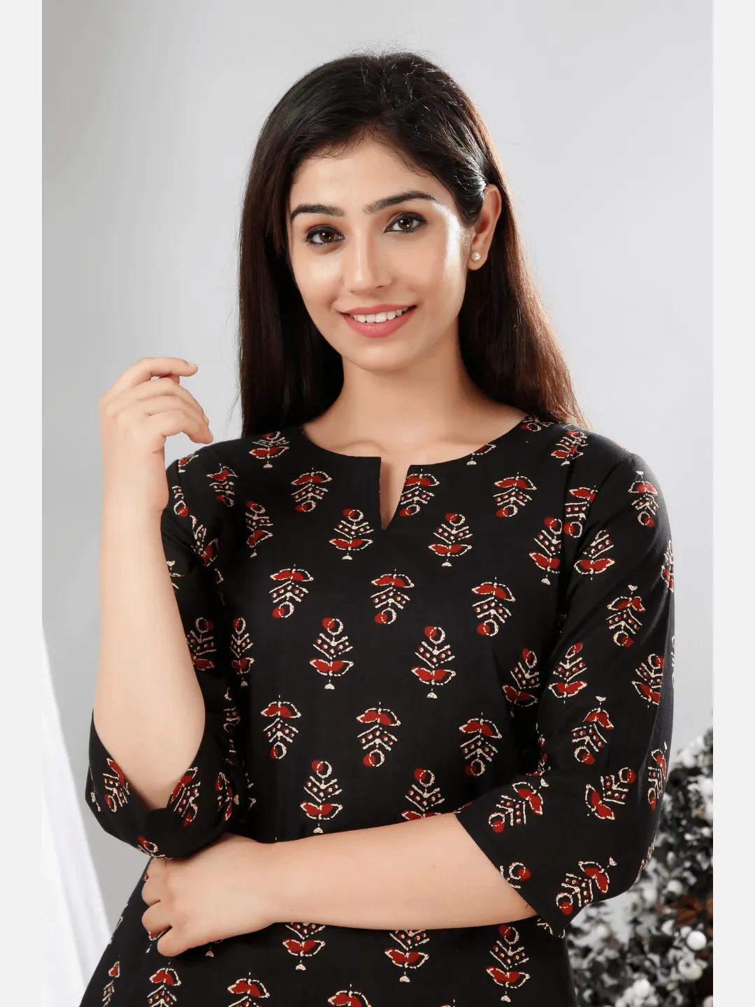 Black Hand Block Pure Cotton Lounge Wear