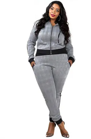 Black Plaid Jacket Jogger Set
