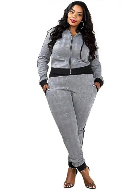 Black Plaid Jacket Jogger Set