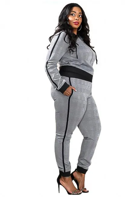 Black Plaid Jacket Jogger Set