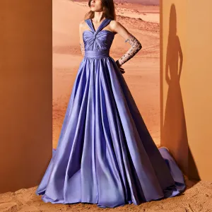 Blue Serenity Taffeta Dress With Slit