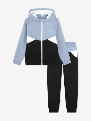BOSS Boys Colourblock Tracksuit in Black