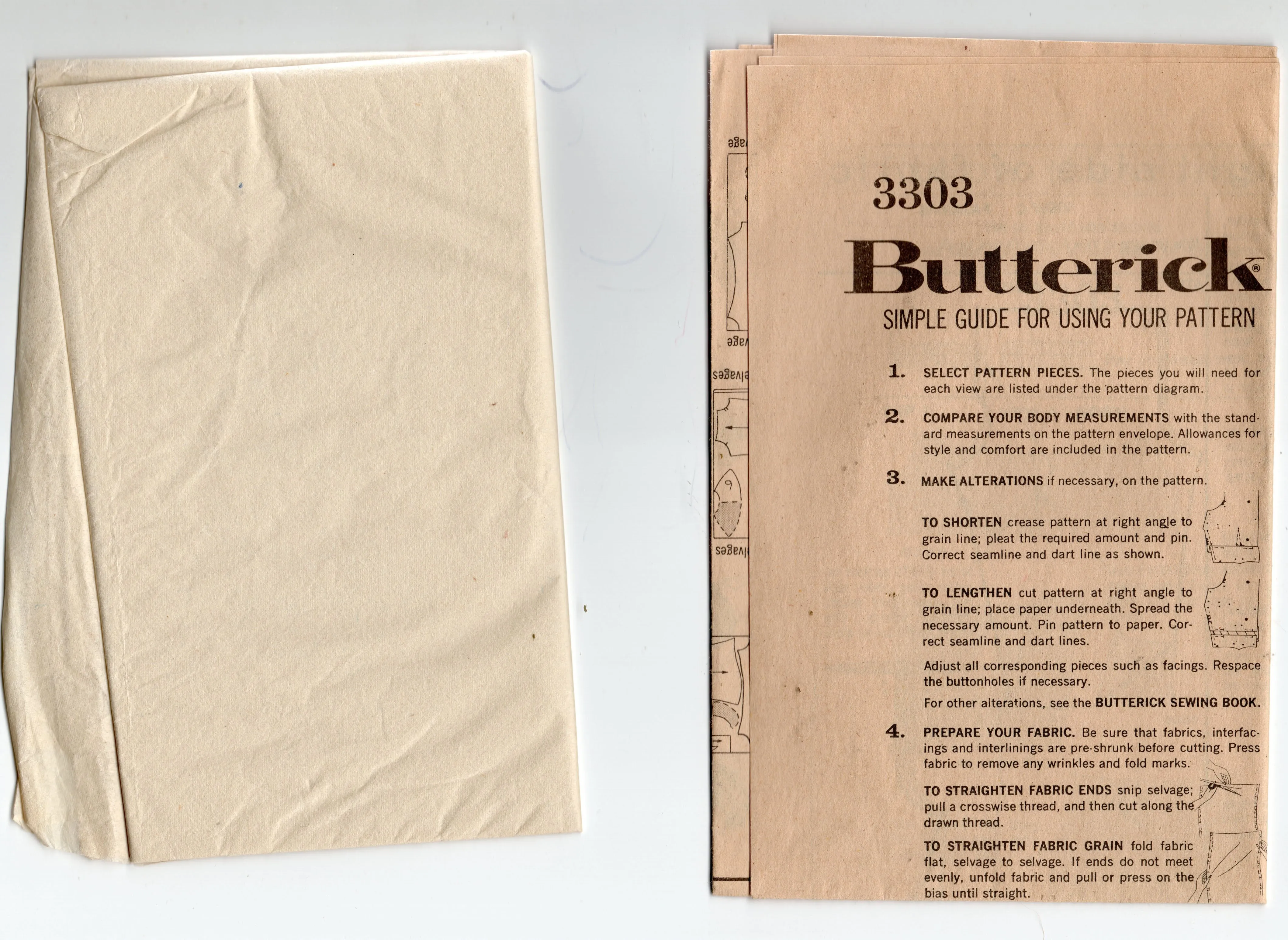 Butterick 3303 Womens Yoked Pyjamas & Nightgown 1960s Vintage Sewing Pattern Size 16 Bust 36 inches