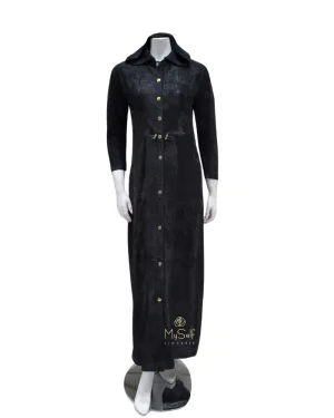 CH8904 Chenille Dolman Black Morning Robe with Hood