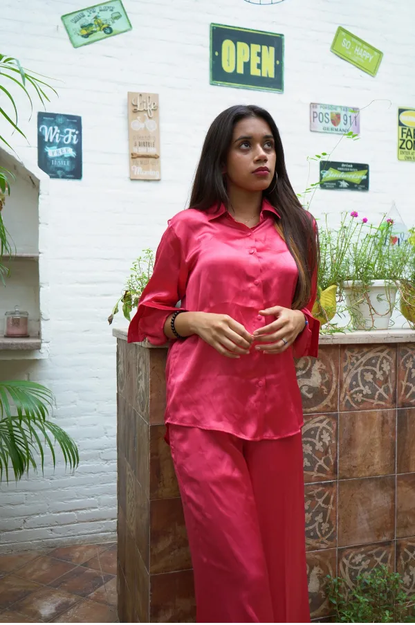 CHERRY TOMATO SATIN NIGHT SUIT