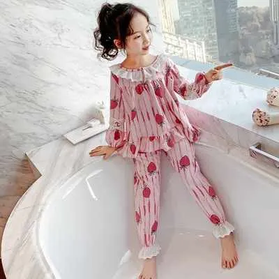 Children Spring pink Pajamas Clothing Set-طقم بيجامات أطفال