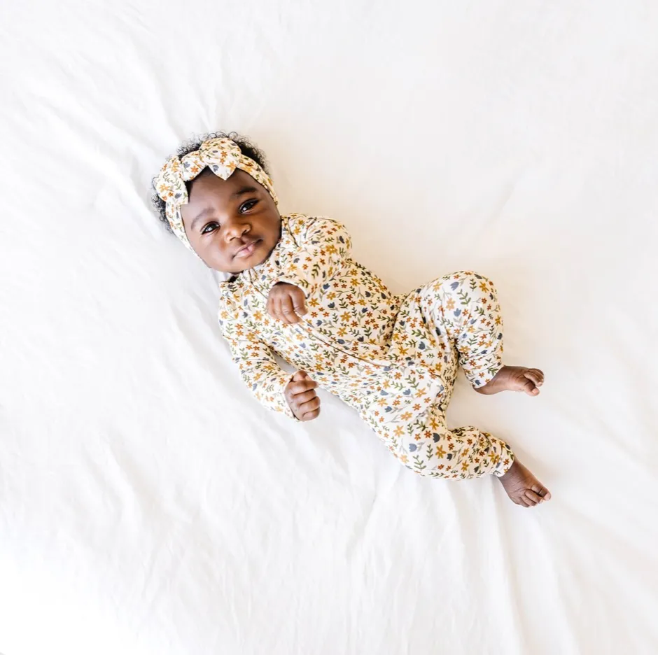 Cream Floral Zip Romper