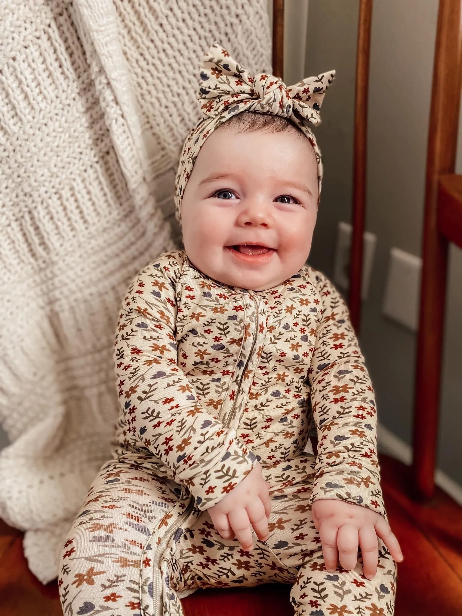 Cream Floral Zip Romper