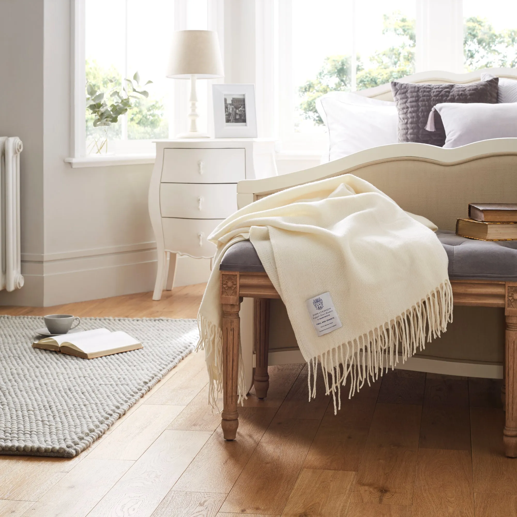 Cream Pure Merino Wool Throw