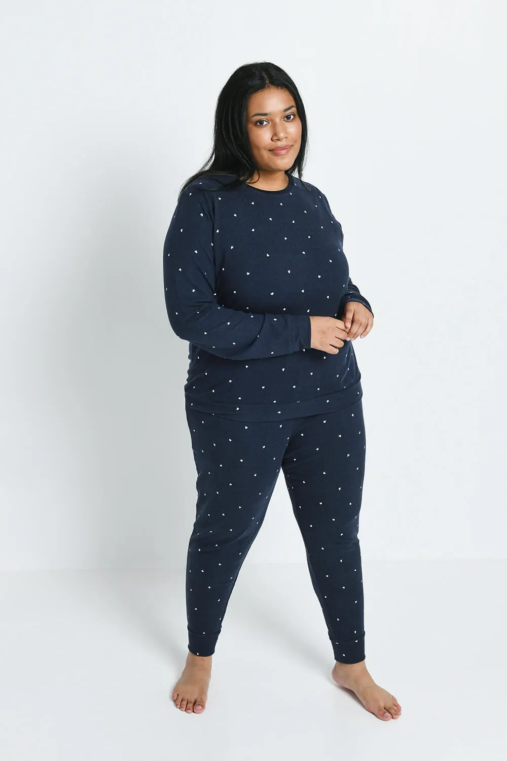 Curve Super Soft Pyjama Set - Navy Hearts