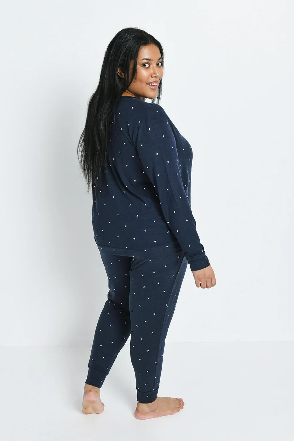 Curve Super Soft Pyjama Set - Navy Hearts