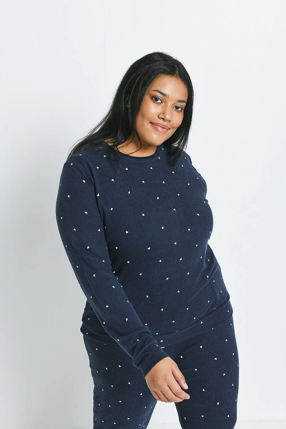 Curve Super Soft Pyjama Set - Navy Hearts