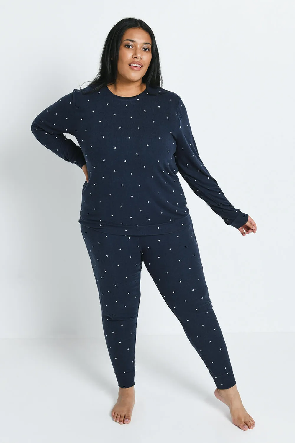 Curve Super Soft Pyjama Set - Navy Hearts