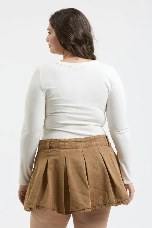Curvy Long Sleeve Henley Top