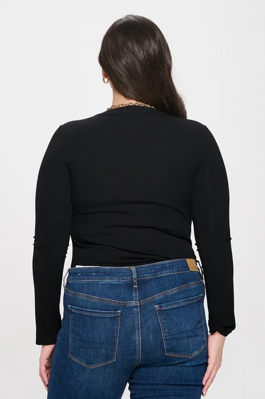 Curvy Long Sleeve Henley Top