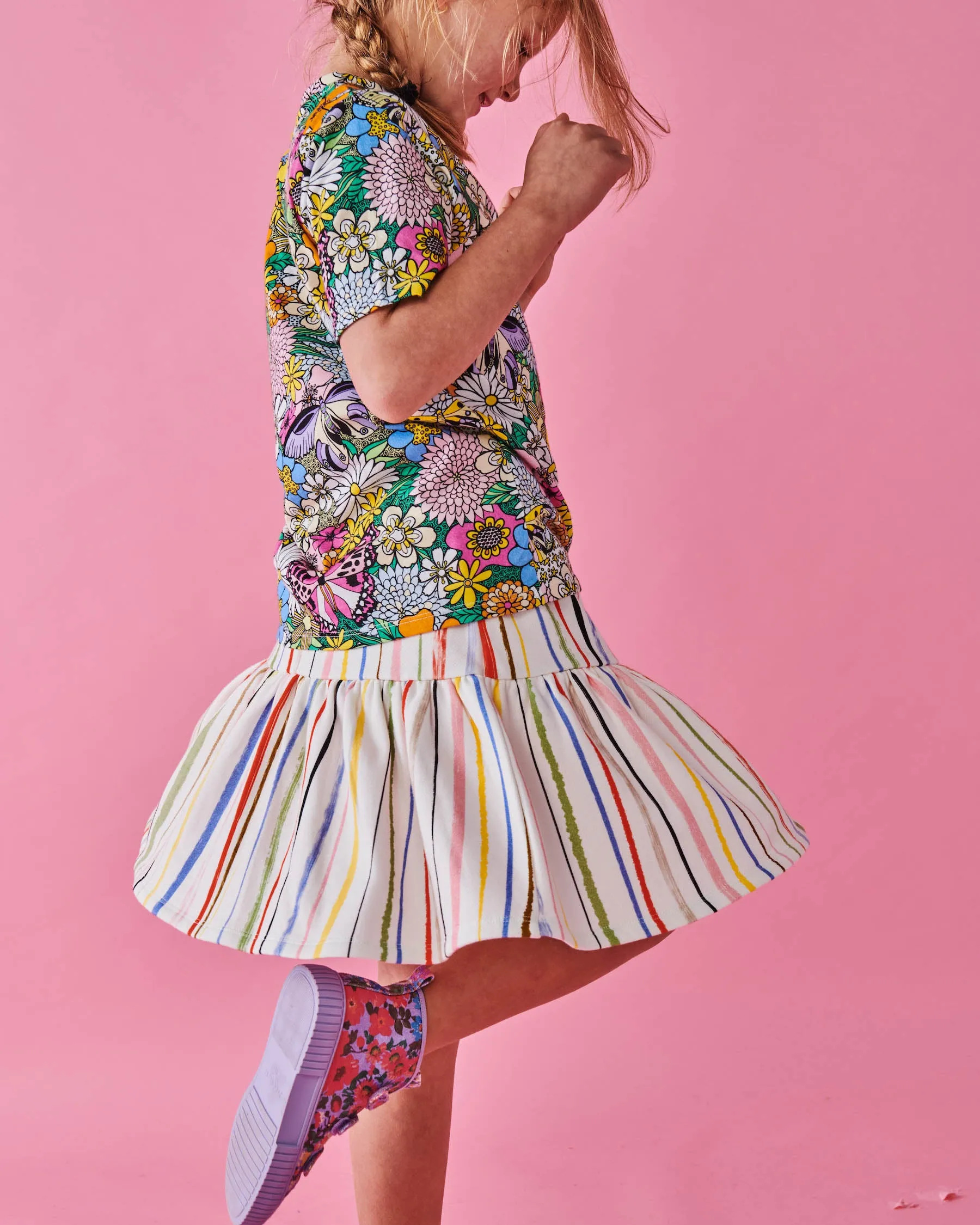 Drawn Up Organic Cotton Fleece Skirt