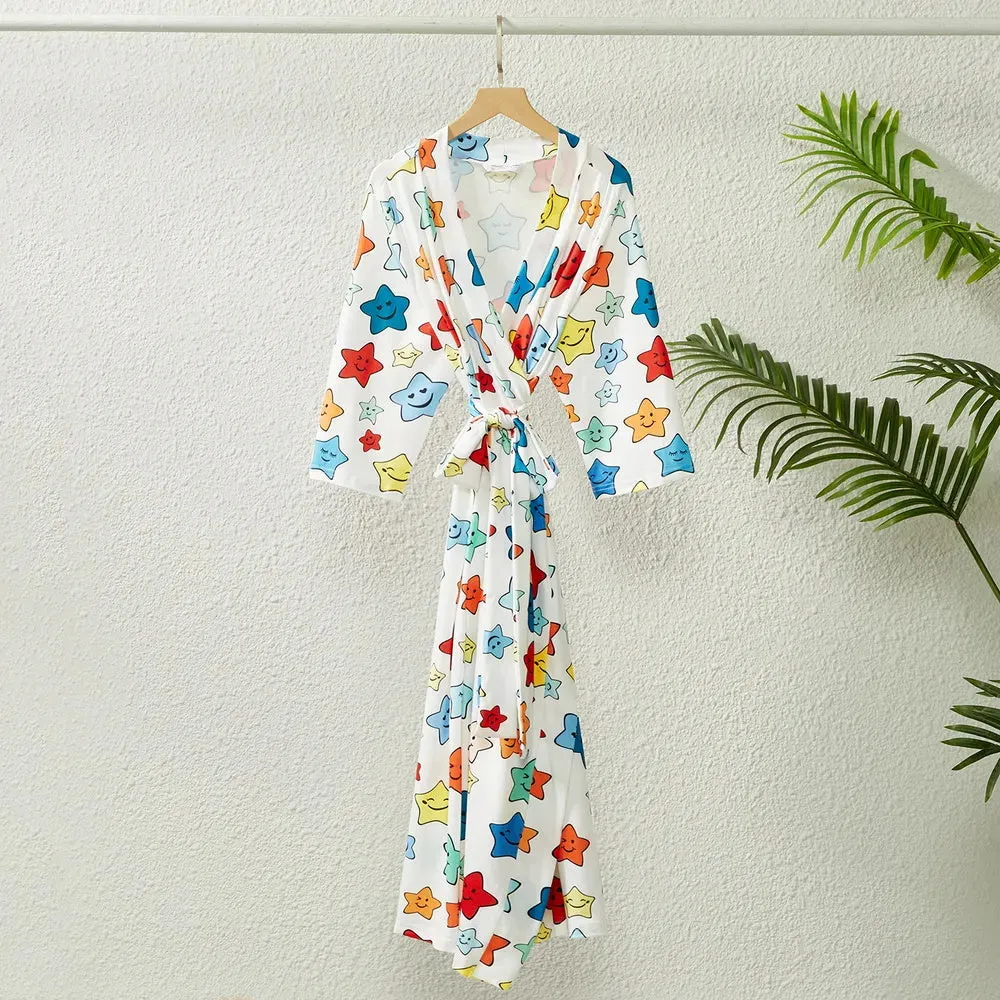 Family Matching Set Allover Half-sleeve Belted Robe and Swaddle Blanket or Cotton Short-sleeve Sets