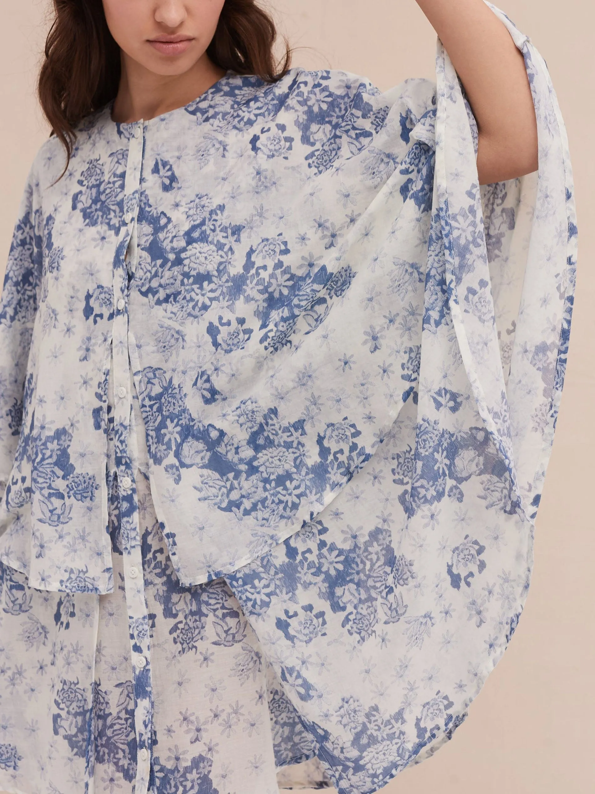 Floataway nightie flowers of time print blue